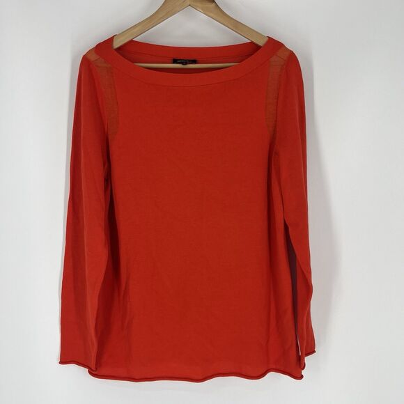 Lafayette 148 New York Sweaters - Lafayette 148 New York Sweater Size Large Womens Red Cotton Long Sleeve Boatneck
